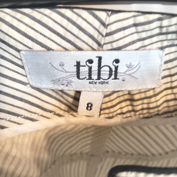 Tibi womens beige a-line striped button front skirt Size 8 - Picture 8 of 10